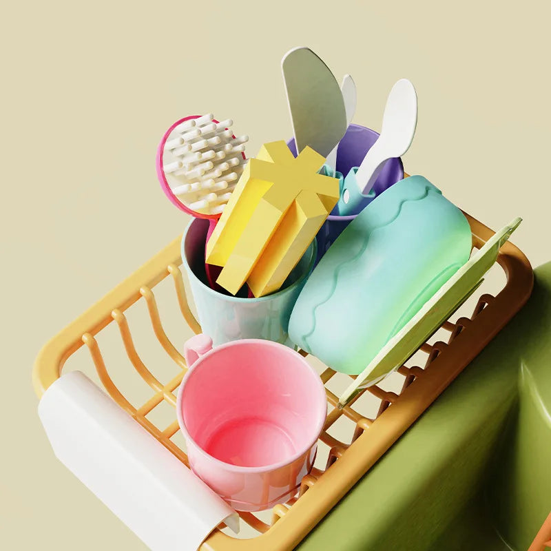 Lekevask for Barn – Kjøkkenleke med Rinnende Vann & Oppvasksett | Elektrisk Vask for Småbarn