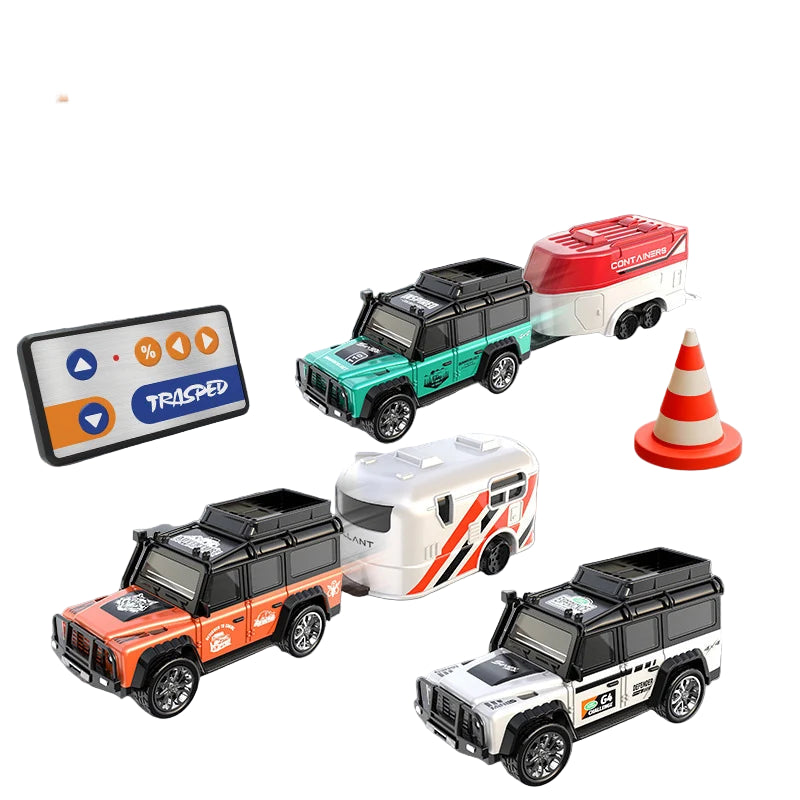 1:64 RC Mini Offroad-bil i Metall – Fjernstyrt Modellbil med Justerbar Fart & Tilhenger