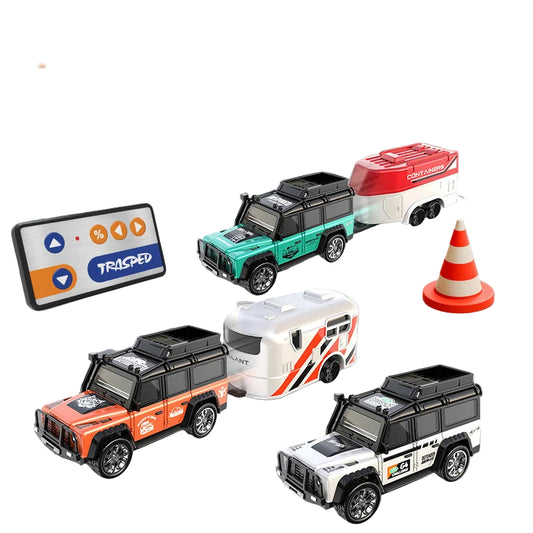 1:64 RC Mini Offroad-bil i Metall – Fjernstyrt Modellbil med Justerbar Fart & Tilhenger
