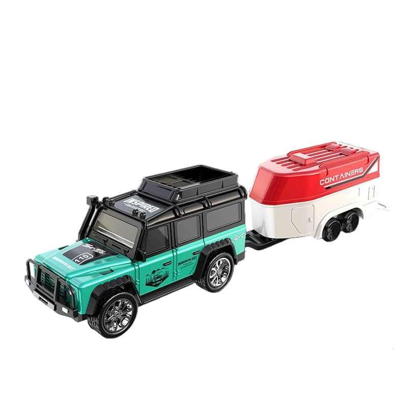 1:64 RC Mini Offroad-bil i Metall – Fjernstyrt Modellbil med Justerbar Fart & Tilhenger