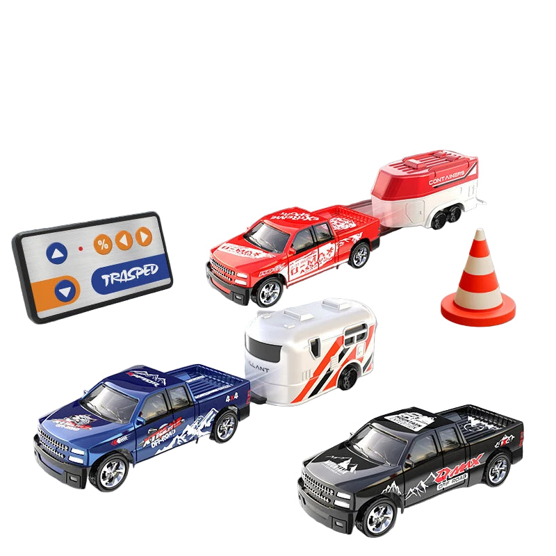 1:64 RC Mini Offroad-bil i Metall – Fjernstyrt Modellbil med Justerbar Fart & Tilhenger