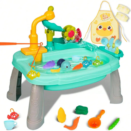 Lekevask med Rinnende Vann – Mini Vannbord & Oppvasksett for Barn