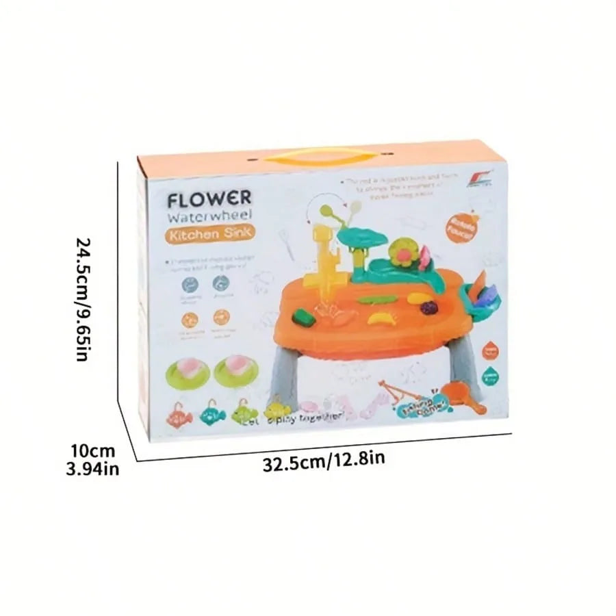 Lekevask med Rinnende Vann – Mini Vannbord & Oppvasksett for Barn